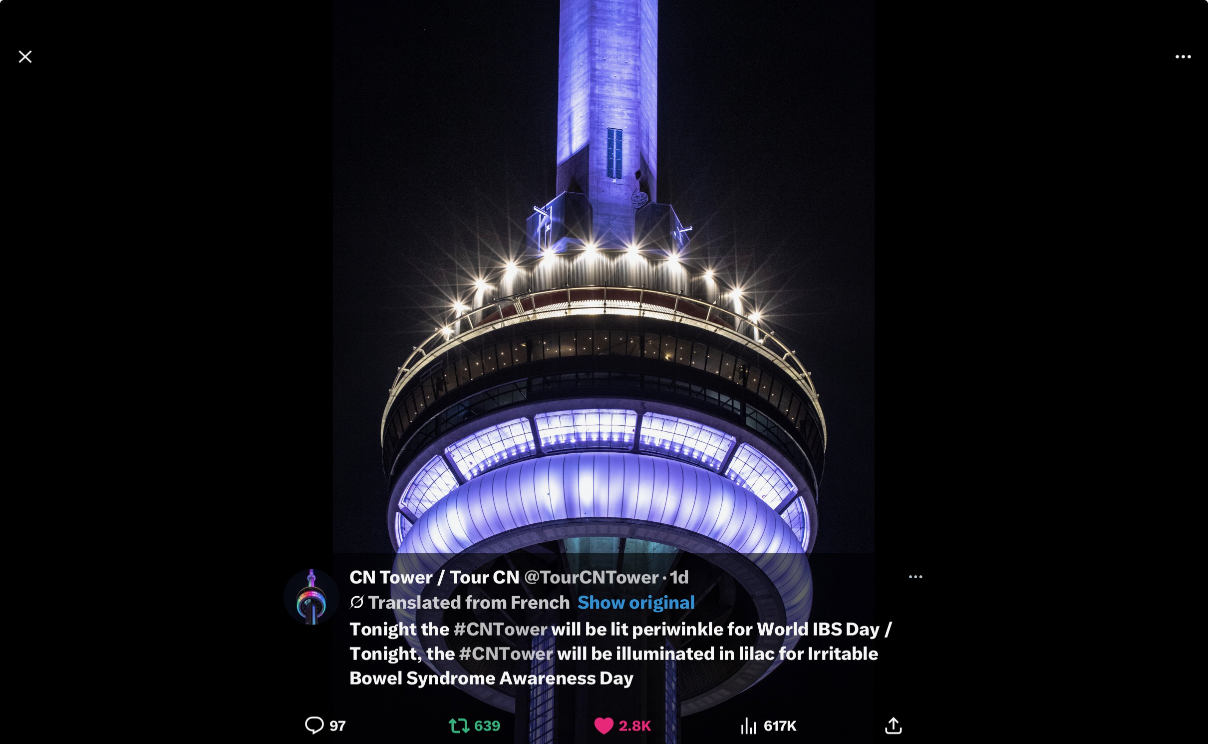 CN Tower in Toronto reached over 600K views on April 19, 2026
