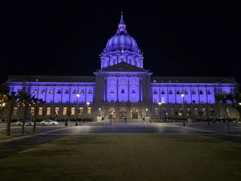 San Francisco City Hall lit up for World BS Day 2026