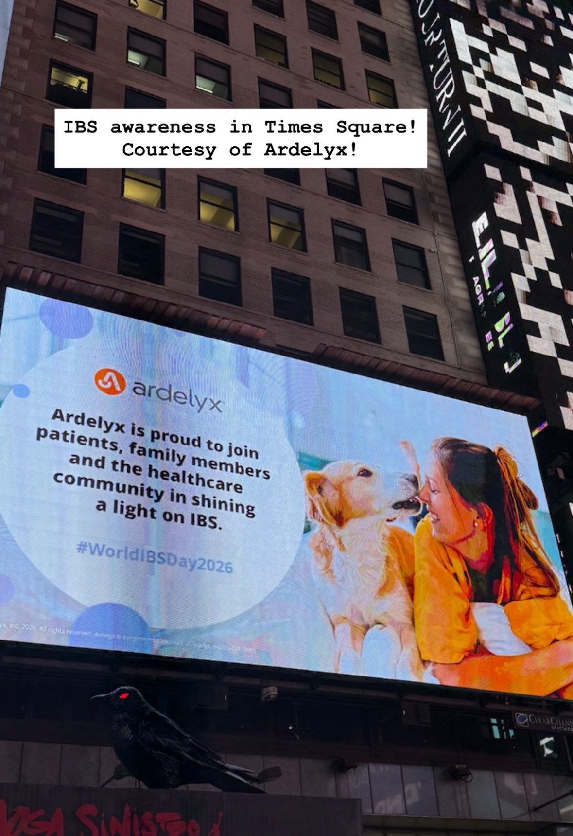 Times Square NYC lit up for World IBS Day 2026